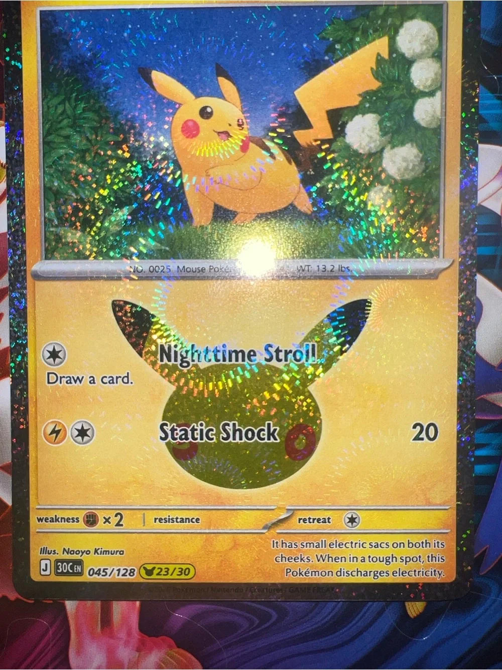 Pokemon Yellow Holographic Pikachu Trading Card